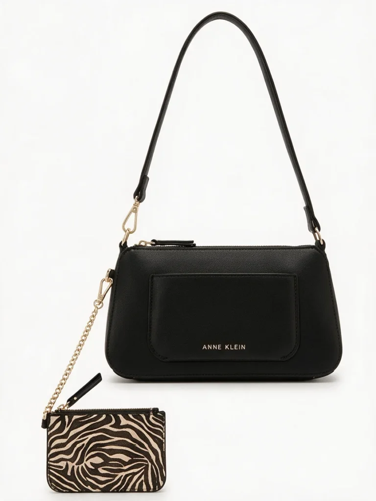 Bolso de hombro Anne Klein negro con mini cartera
