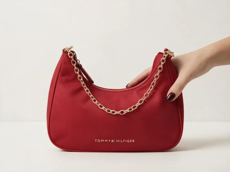 Bolso de hombro Tommy Hilfiger rojo con cadena dorada