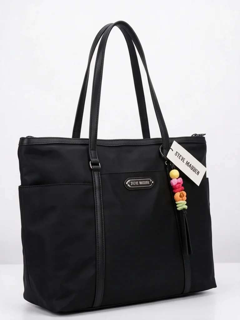 Tote Steve Madden negro con bolsillos laterales